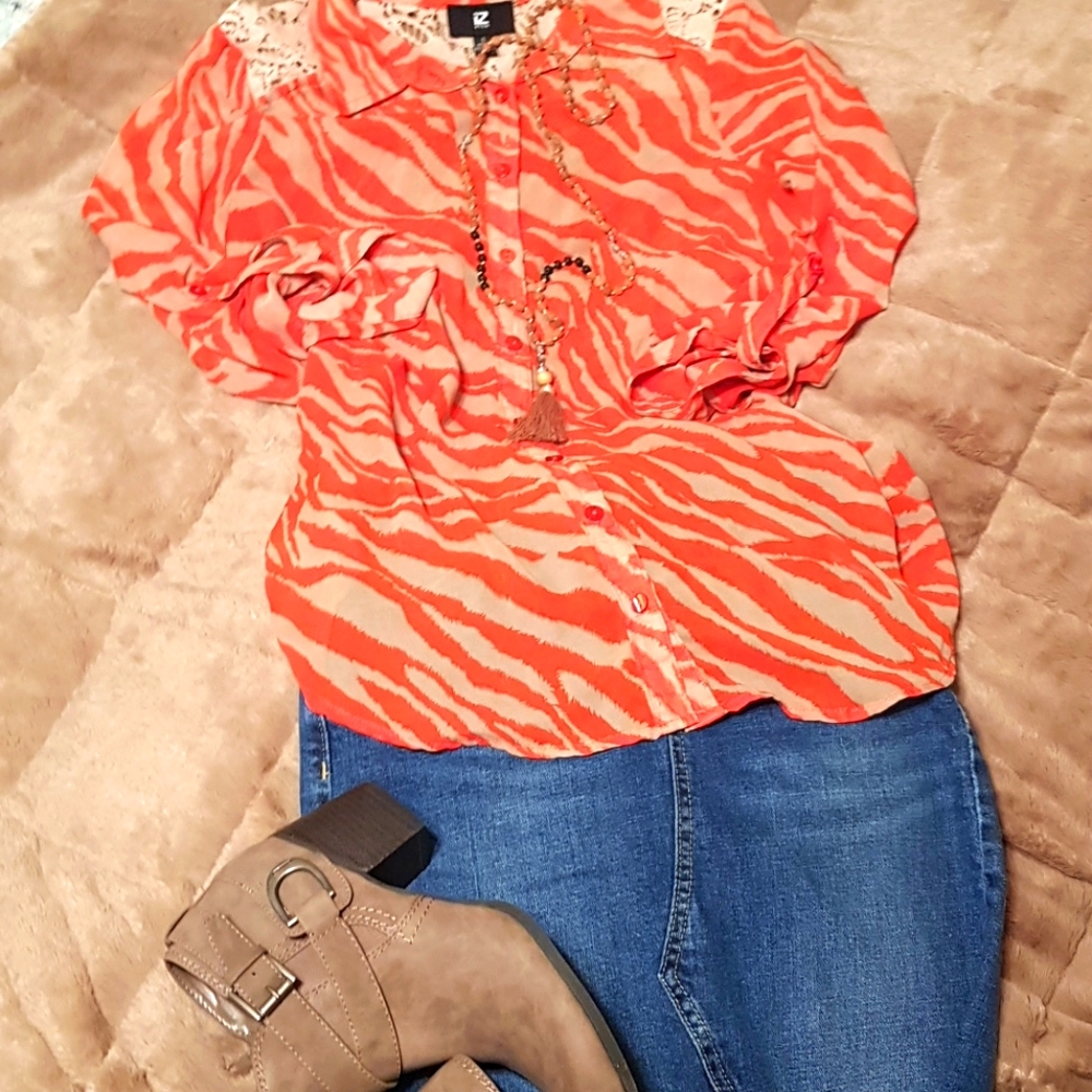iZ Byer Sheer Zebra Stripe Top